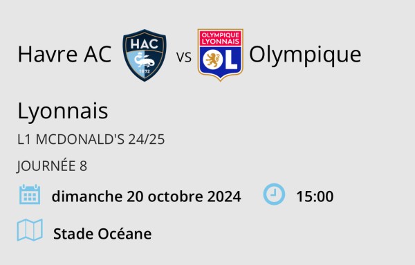 sortie Le Havre vs OL à Le Havre